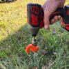 using 19mm drill adaptor to put ground dog screw in peg into soil