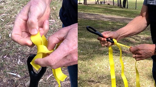how to thread the hi vis strap through the safety spring