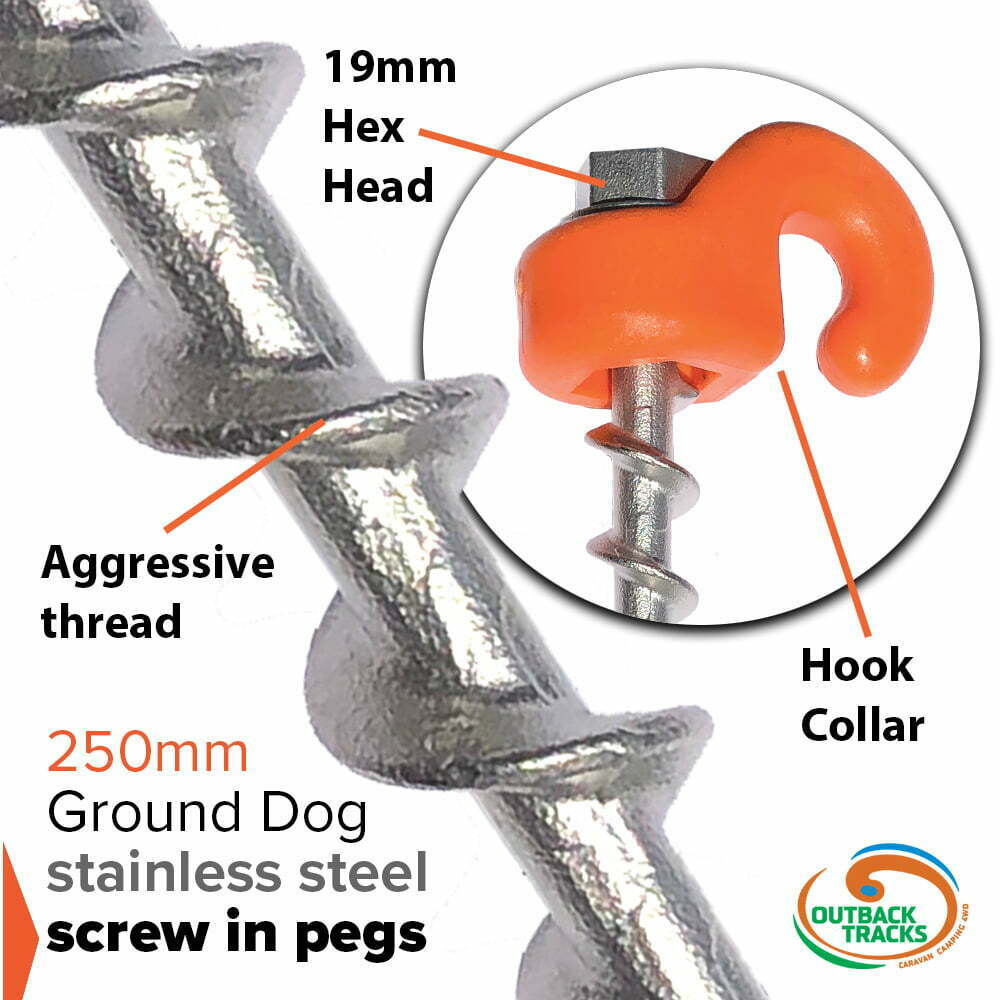 Design of the Ground Dog Screw in Peg | Outback Tracks NZ